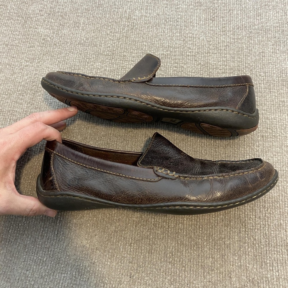 Born Shoes Womens 12 EU 43 Brown Leather Slip On Casual Comfort Walking Loafers - Picture 4 of 13